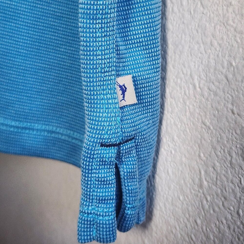 Tommy Bahama Polo Shirt Mens Large Blue Textured Knit TENCEL Modal Blend Golf - Picture 4 of 10